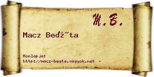 Macz Beáta névjegykártya